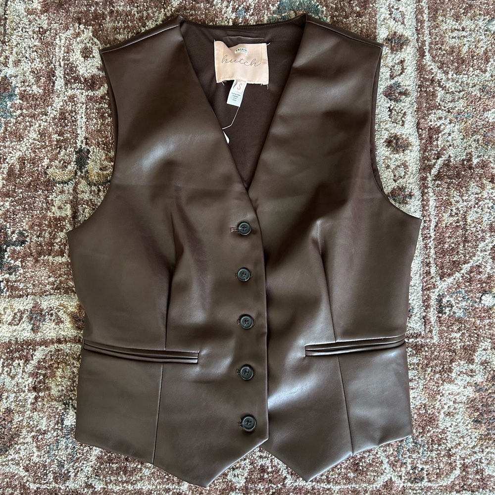 Brand new with tag brown faux leather vest size small
